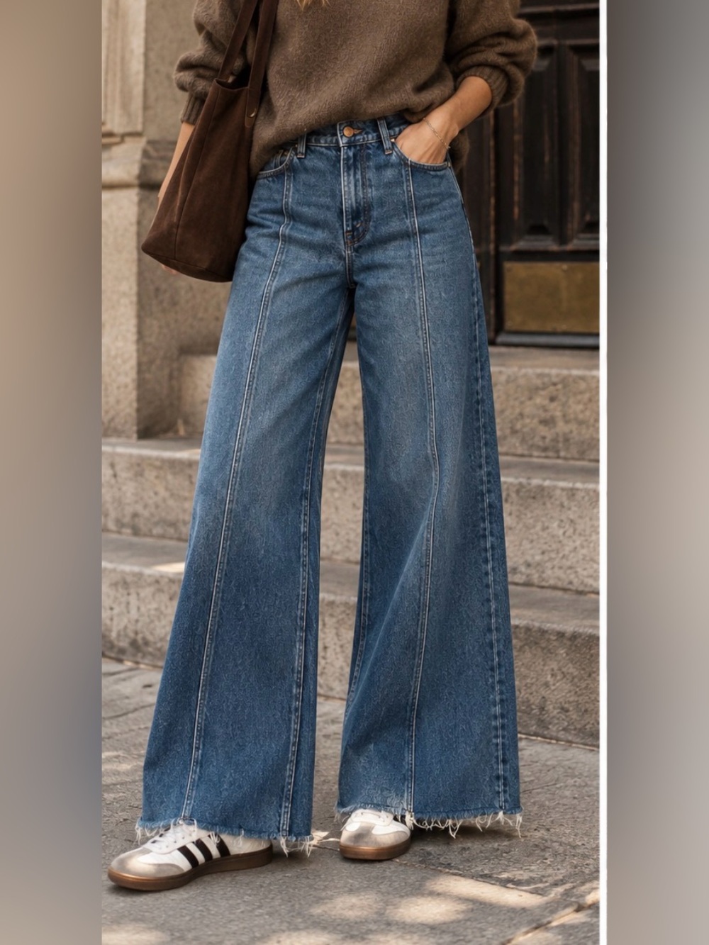 MOTHER SNACKS Pleated seamed Fun Dip Puddle Jeans | Ultra Wide Leg Raw Hem 27